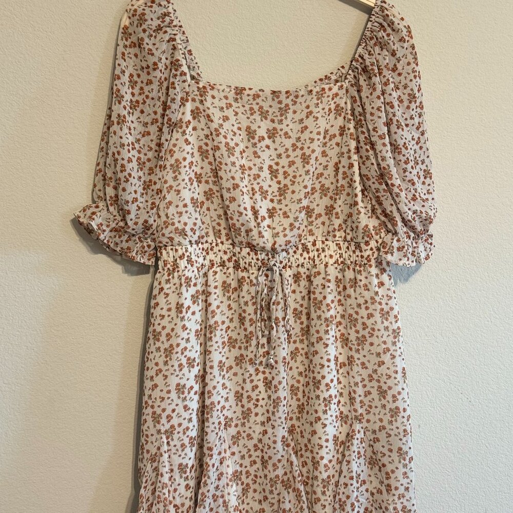 Floral Puff Sleeve Babydoll Mini Dress